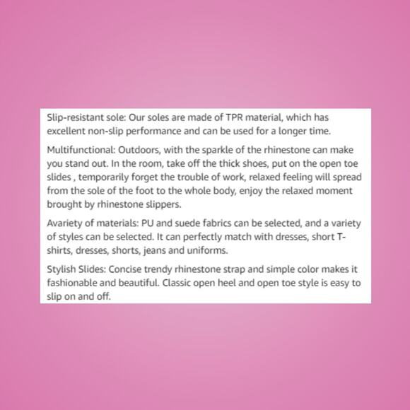 Women's Size 6 Rhinestone Flat Open Toe Sparkle Slide Sandals - Picture 4 of 9